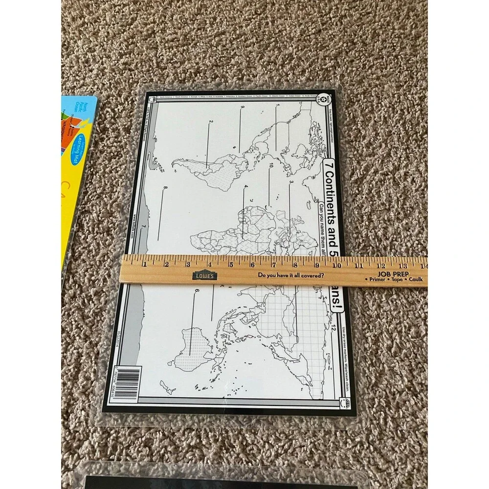 Lot of 8 Kids Educational & Character Placemats Tot Talk USA World Map Disney